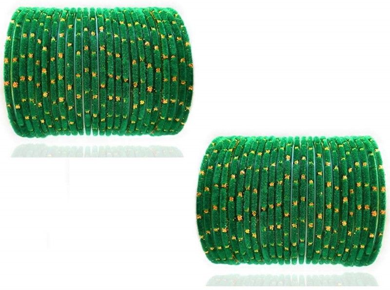 Fabric, Glass Bangle Set  (Pack of 48)