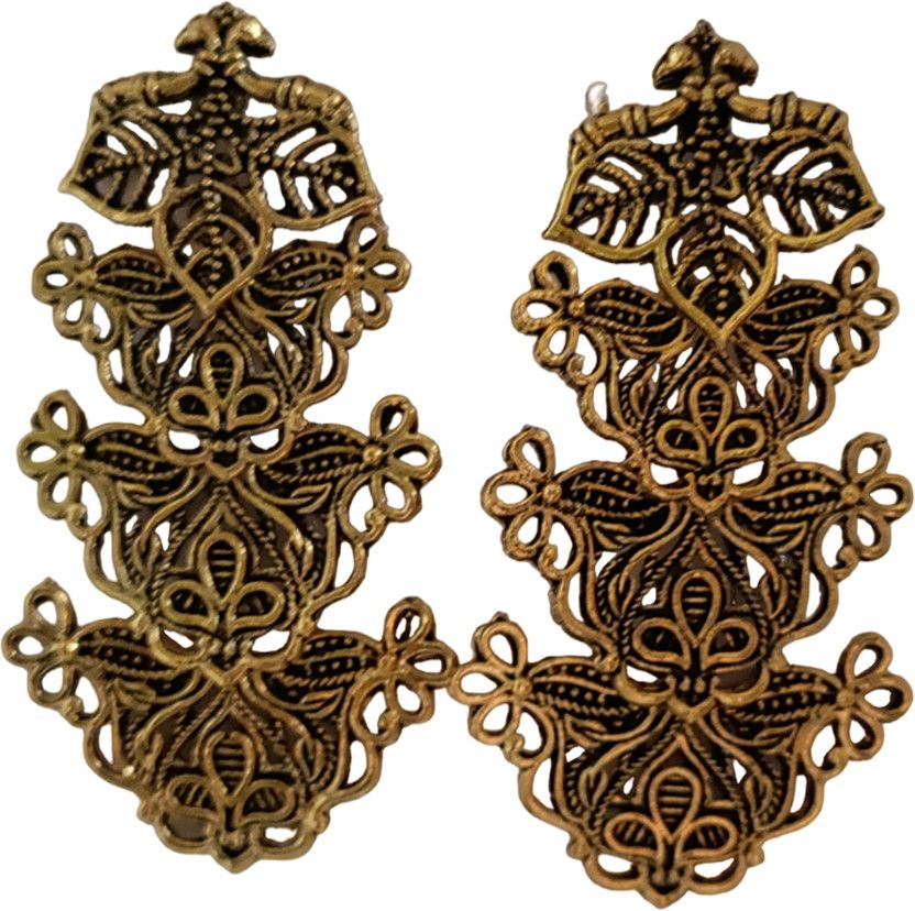 GOLDEN OXIDISED EARRINGS Alloy Drops & Danglers