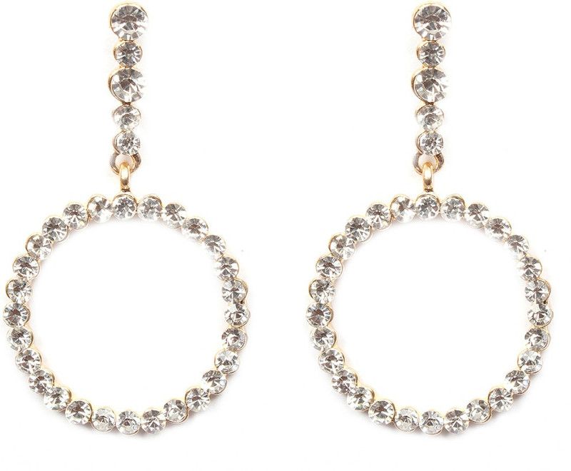 hollow circular jewel stone studded earrings for women Metal Drops & Danglers