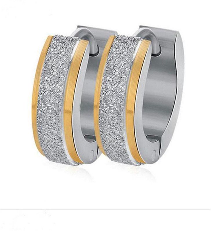 Classic Gypsophila Anti-allergic titanium steel buckle earrings Unisex (1PAIR) Metal Hoop Earring