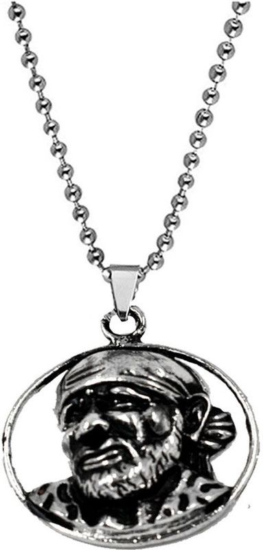 Lord Sai Shirdiwale with stainless Steel Chain Pendant For Men,Women Rhodium Metal Pendant