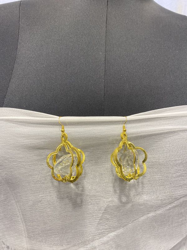 Gold Tradional Earrings Diamond Metal Earring Set