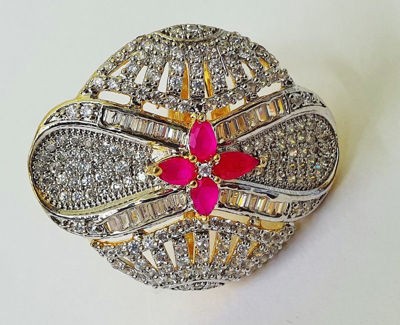 AMERICAN DIAMOND GOLD PLATED RING Stone, Alloy Gold Plated Ring
