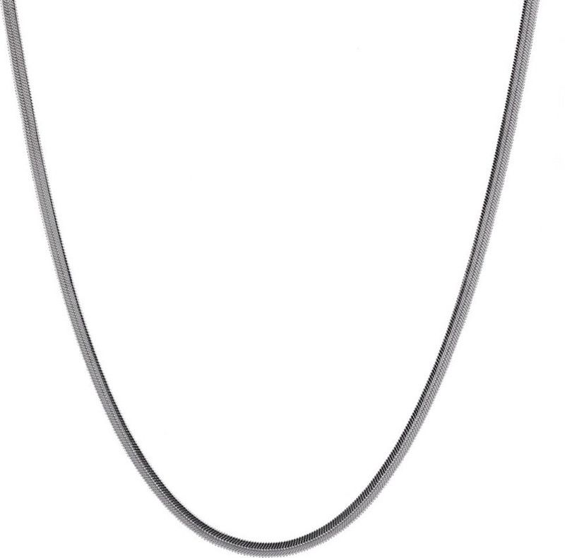 Snake Flat Chain for Gift Women &With Certificate of Authenticity and 925Stamp Zircon Sterling Silver Plated Sterling Silver Chain