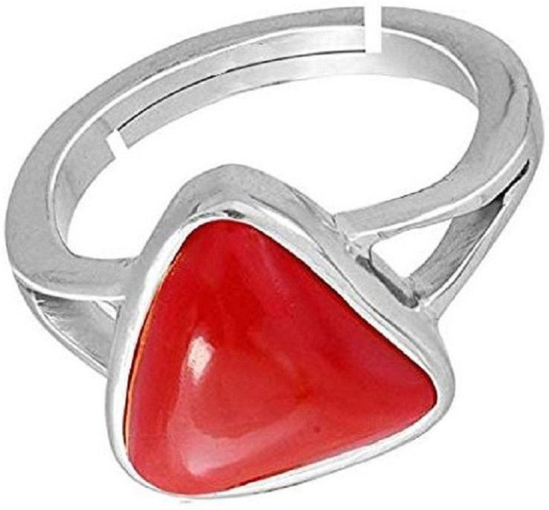 Red Coral Ring Munga(Moonga) Silver Plated Ring Copper Coral Silver Plated Ring