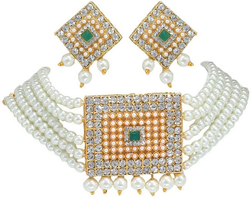 Alloy Jewel Set  (Green, White)