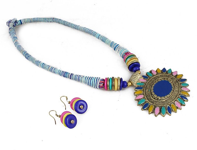 Fabric Gold-plated Multicolor Jewel Set  (Pack of 1)