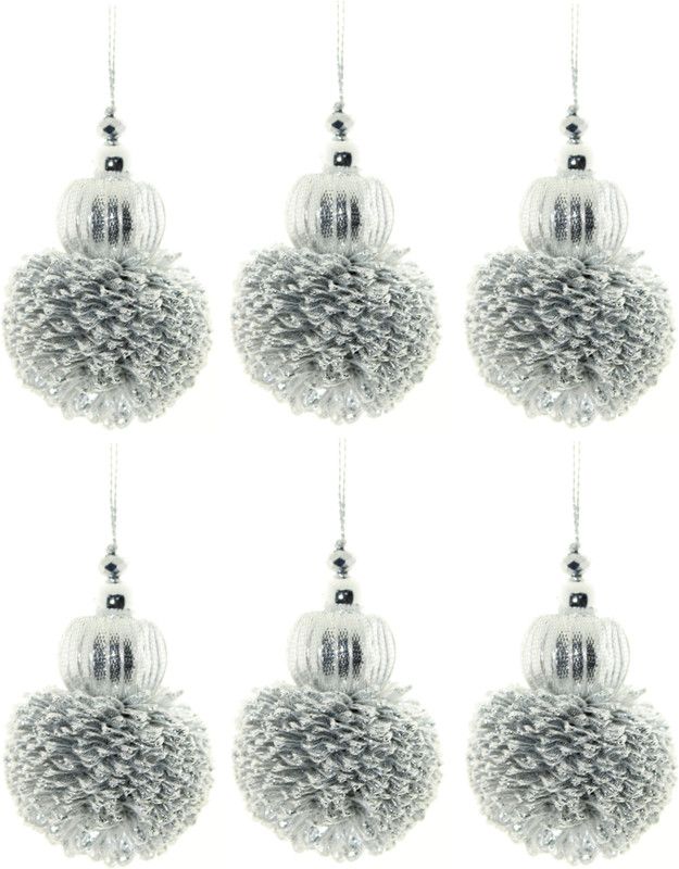 Fashionhaat Trendy and Trendy Silver Moti Gotta Boll Handmade Latkan crafted with fabric best Suitable For Suit Sari Gown Duptta Blouse Lehenga ( Set of 3 Pairs) ( Silver) Brooch  (Silver)
