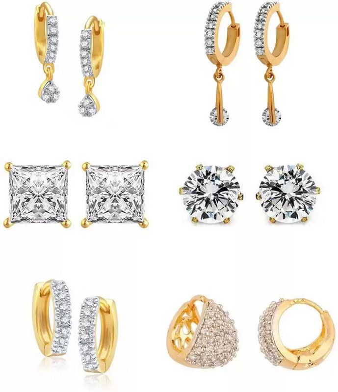 Zcarina AD Combo Earrings Cubic Zirconia Brass Earring Set