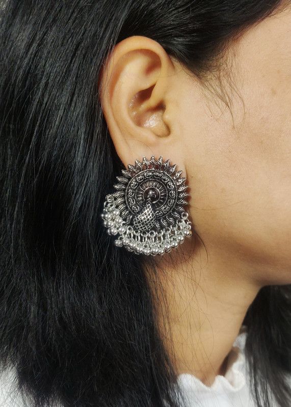 Peacock earring Alloy Huggie Earring