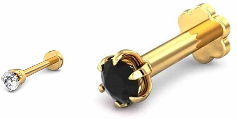 RFJ Cubic Zirconia Gold-plated Plated Brass Nose Stud  (Pack of 4)