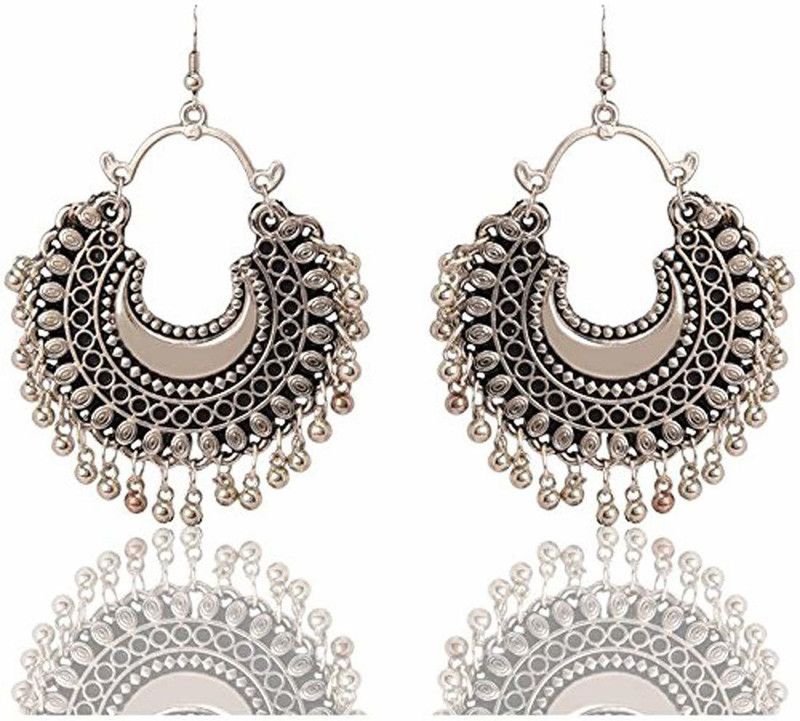Party Wear Earrings for Girls and Women German Silver Chandbali Earring