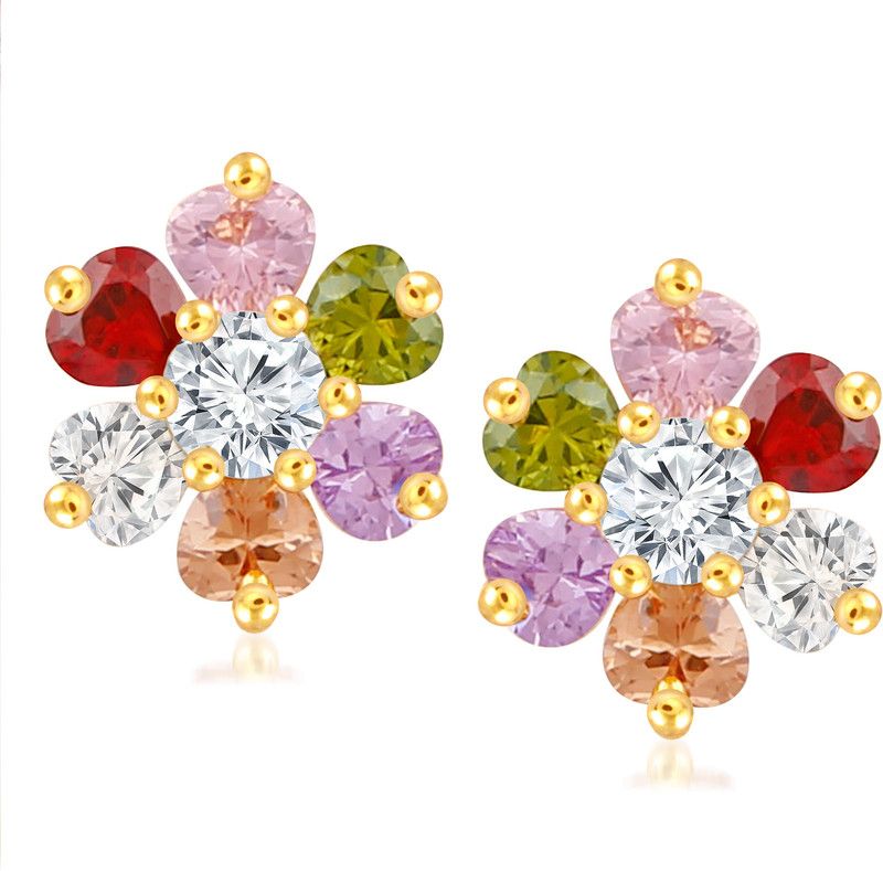 Colorful Flower for Women and Girls Cubic Zirconia Alloy Stud Earring