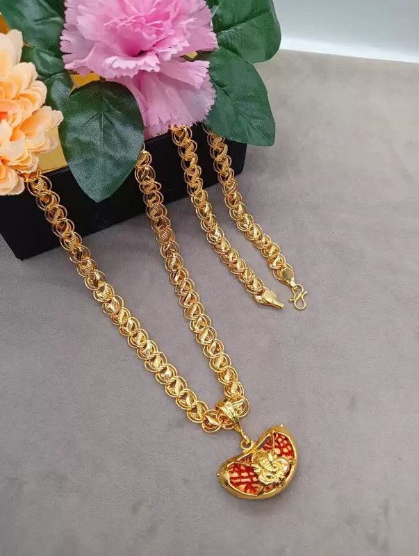 New style new year gold pendant chain for man and boy Gold-plated Alloy Pendant Set