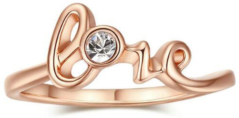 Love Message Alloy Cubic Zirconia Gold Plated Ring