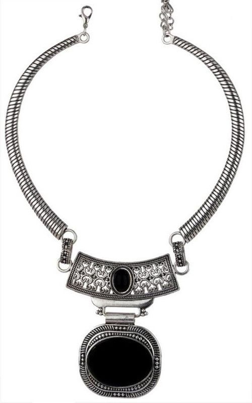 Choker Neclace Jewellery For Women Silver Plated Stone, Silver Necklace