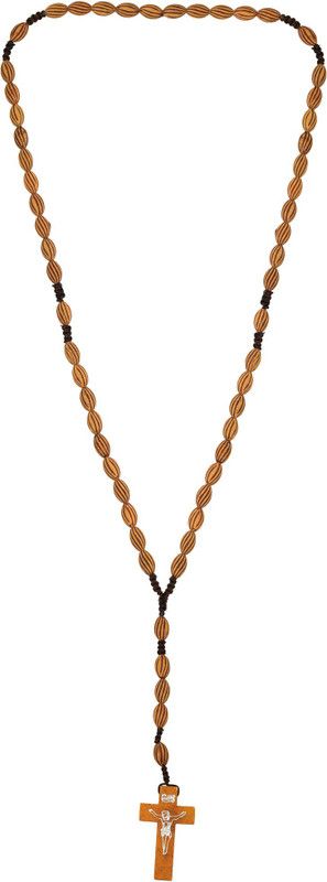 Striped Oval bead design Christian Rosary Bead Cross Jesus Christian Jewellery Wood Pendant