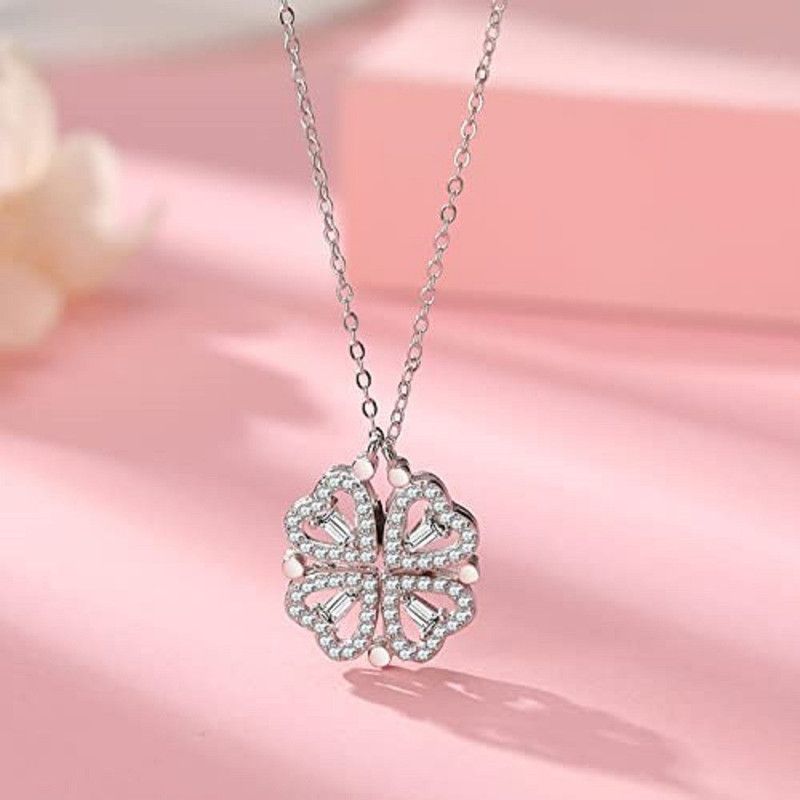 Magnetic Heart Necklace Chain Silver Plated Silver, Stainless Steel Necklace