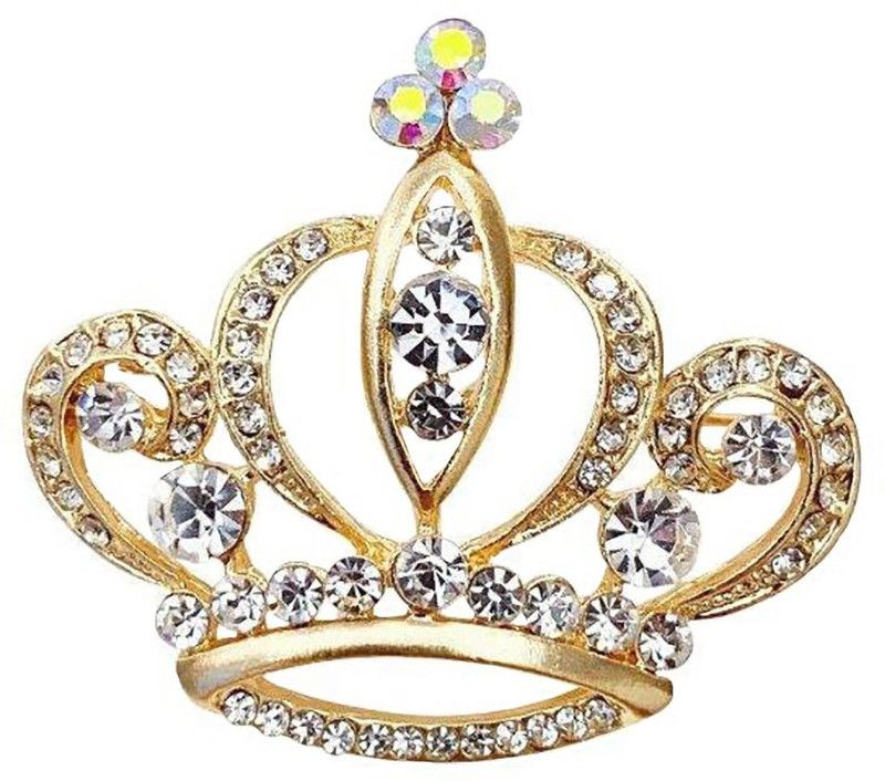 SYGA Brooch Crown Fashion Crystal Brooches for Bridal Women Girl-5 Crown Gold Brooch  (Gold)