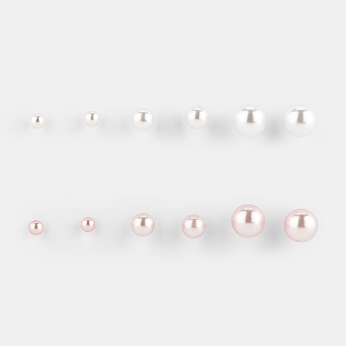 6 Pack Faux Pearl Ball Stud Earrings