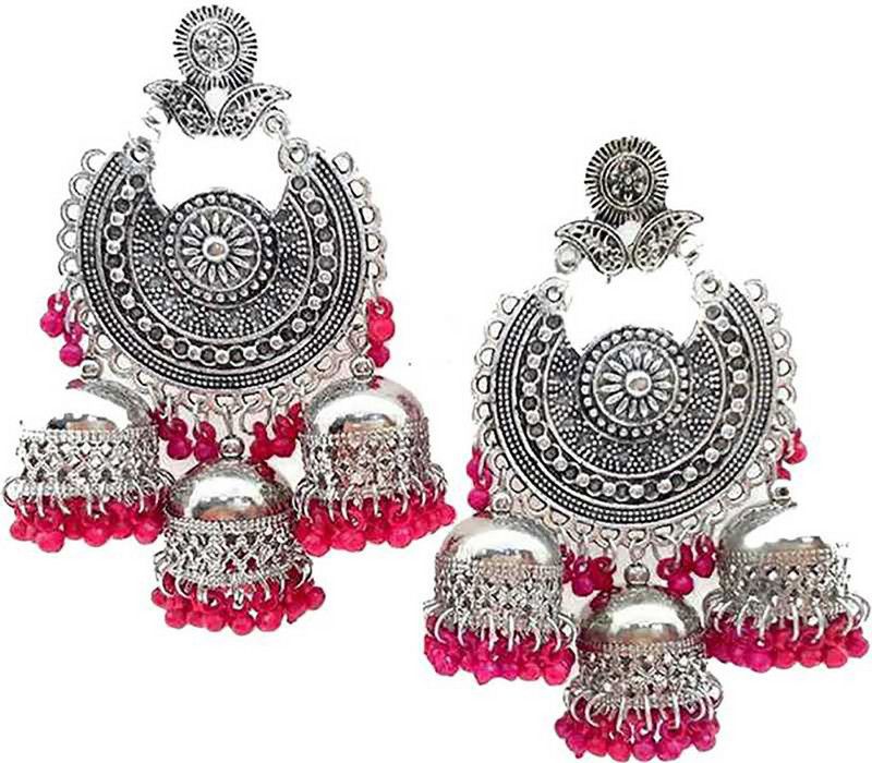 Silver Earrings Afghani Stylish Silver Earrings Silver, Alloy Jhumki Earring