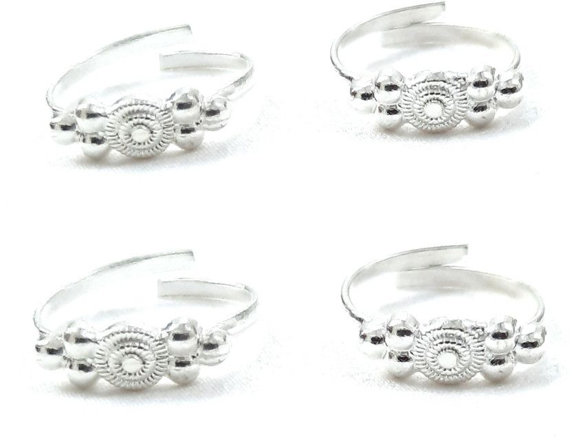 Metal, Alloy Zircon Silver Plated Toe Ring Set