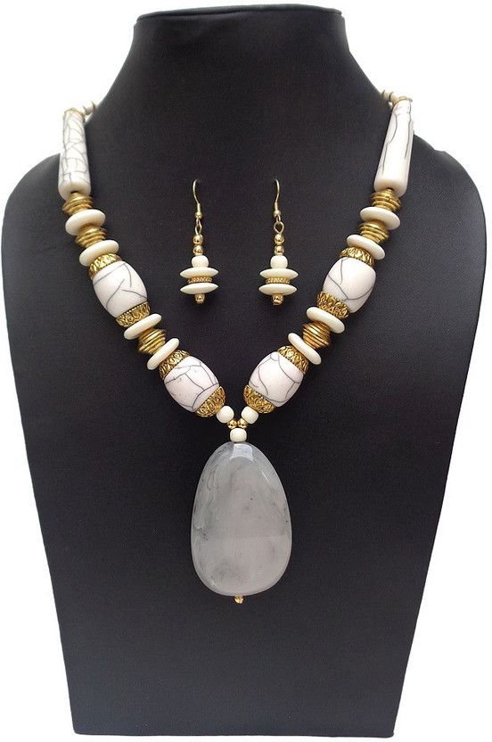 Plastic, Alloy Brass White, Gold Jewel Set  (Pack of 1)