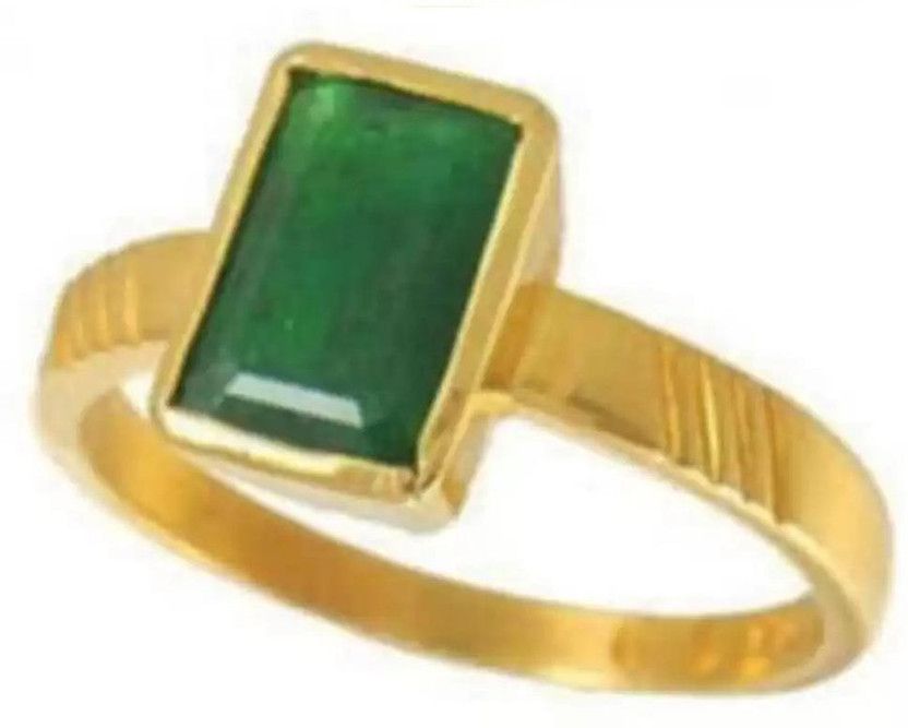 Emerald Ring Wt. 3.25Ratti With Certificate"Check Seller As Gemperor & Order It" Brass Emerald Gold Plated Ring