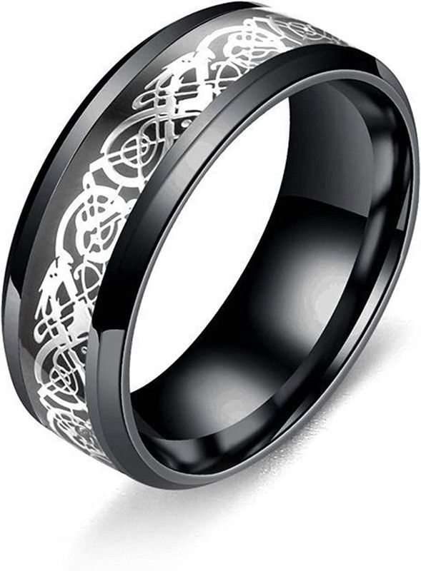 Dragon Ring Black Silver Unisex Ring For Men And Women Stainless Steel Titanium Plated Ring