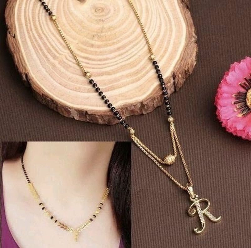 JWEENOZ stylish R Letter Mangalsutra & Tanmaniya For Women's(PACK OF 2) Alloy Tanmaniya