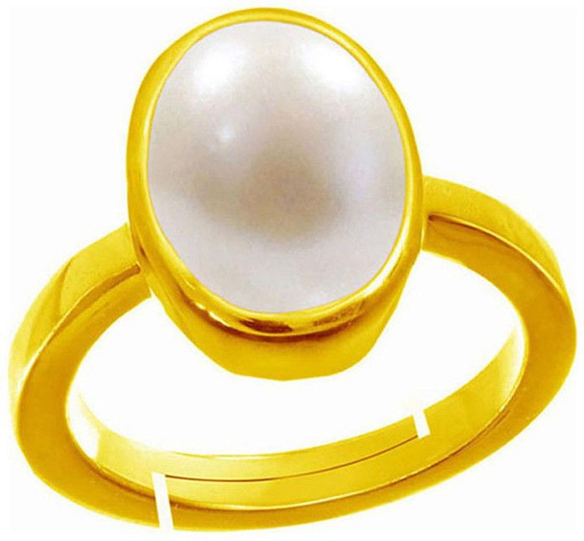 Certified 8.25 Ratti White Pearl Stone ( Moti ) Panchdhatu Alloy Pearl Ring