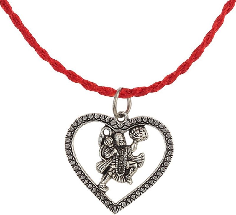 FlyingHanuman Inside Heart Unisex Premium Silver Locket With RedThread(PackOf-1) Gold-plated Brass Locket