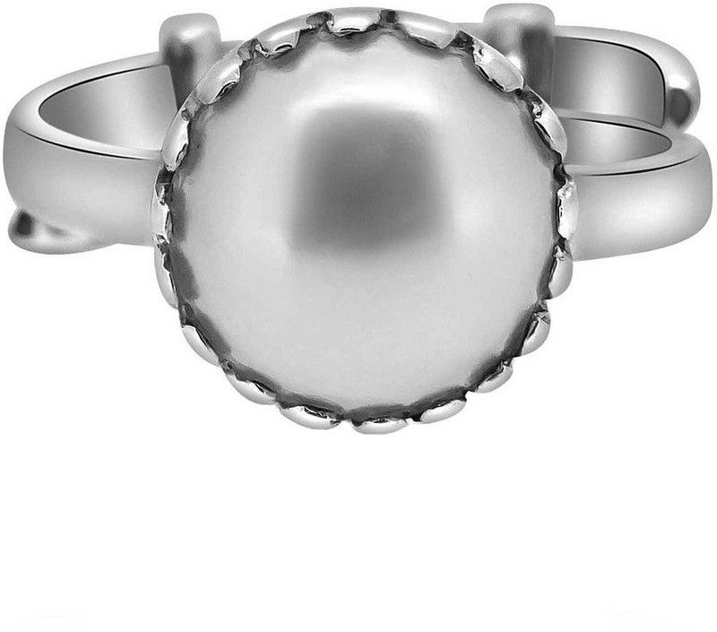 4.25 Ratti Natural & IIGS Certified Pearl (Moti) Stone Pearl Silver Plated Ring