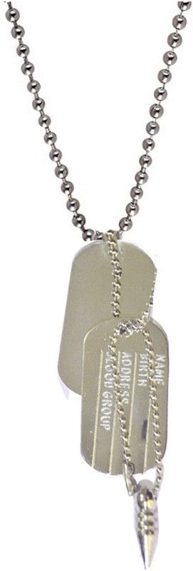 Best Quality Military Name And Bullet Embossed Silver Dog Tag