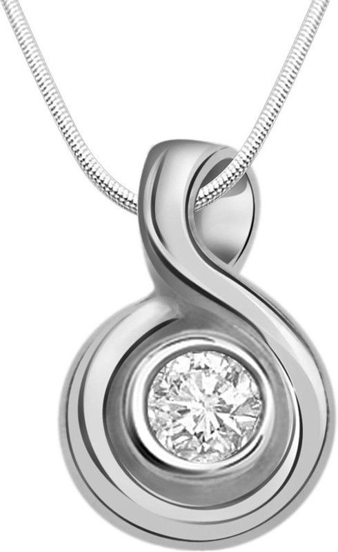 One Track Mind - Real Diamond & Sterling Silver Pendant with 18 IN Chain (SDP124) Diamond Sterling Silver Pendant