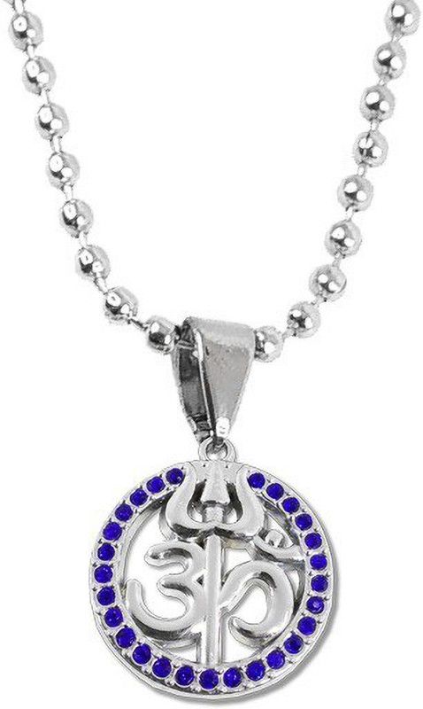 JAR0357 Round Om Chand Diamond Shiva Mahadev Mahakaal Om Trishul Locket Pendant Stainless Steel Locket Set