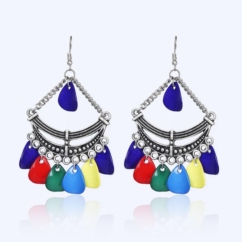  Multi colour Silver oxidised drop earring/earring for girls and women/All occasion Alloy Drops & Danglers