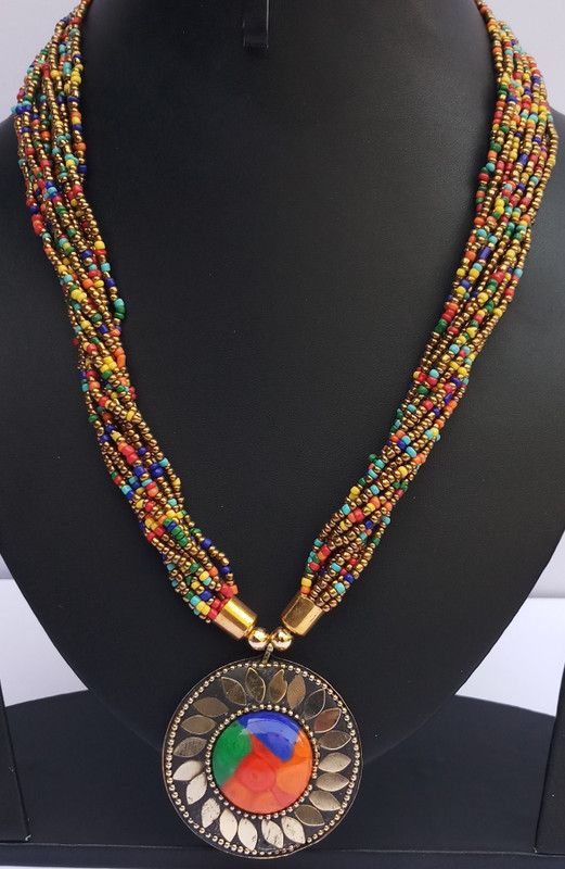 MULTICOLOR TRENDY NECKLACE Pearl Gold-plated Plated Plastic, Alloy Necklace