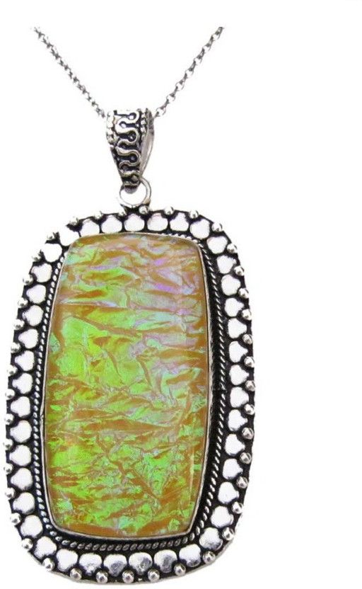 Gems Rhodium Opal Stone, Silver, Alloy Pendant