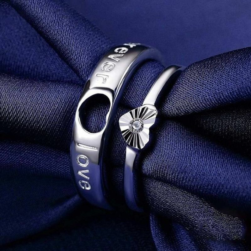 Couple Ring for Girls Adjustable Women Artificial Jewellery Valentine Ring Stainless Steel Titanium Plated Ring