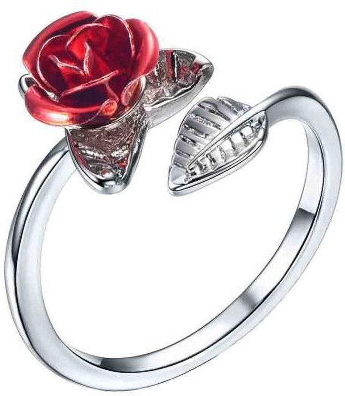 rose ring silver for women girls adjustable gift valentine Alloy Ring