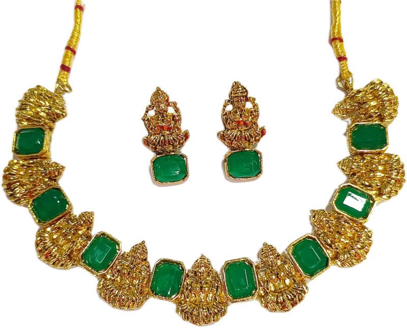 Metal, Plastic, Alloy Gold-plated Green Jewel Set  (Pack of 1)