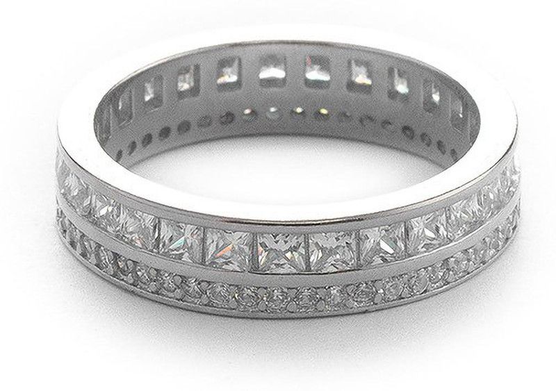 925 Silverto for Gift Women & Girls |With Certificate of Authenticity 925Stamp Sterling Silver Zircon Chain Ring - Single Finger