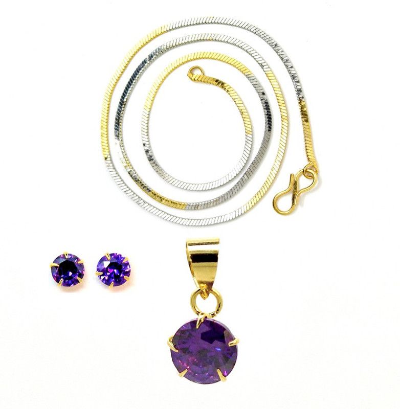 Metal, Brass Rhodium Purple, Blue Jewel Set  (Pack of 1)