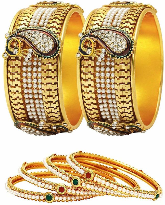 Alloy Crystal Gold-plated Bangle Set  (Pack of 6)