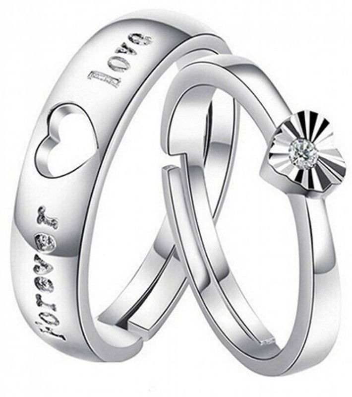 AdjustableCoupleRingsComboforLoverCrownEngravedKingQueenAmericandiamondValentine Brass, Stainless Steel, Copper Cubic Zirconia Rhodium, Silver, Titanium Plated Ring