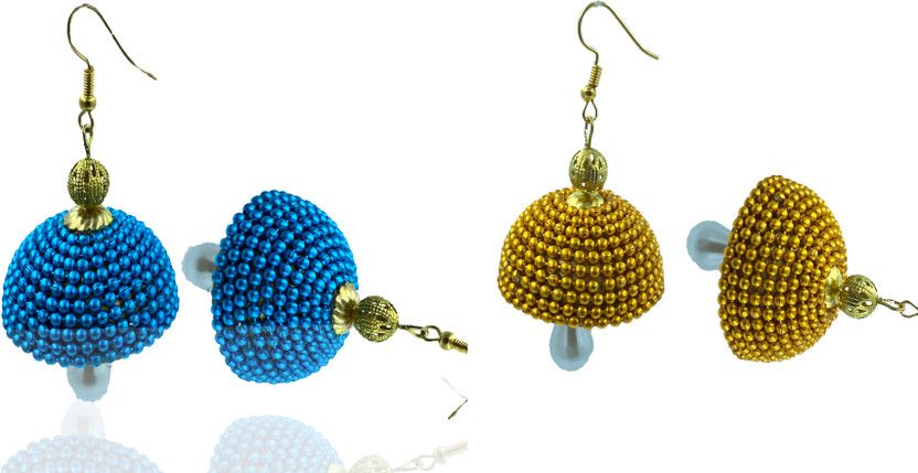 blueandgreenjhumki Alloy Jhumki Earring