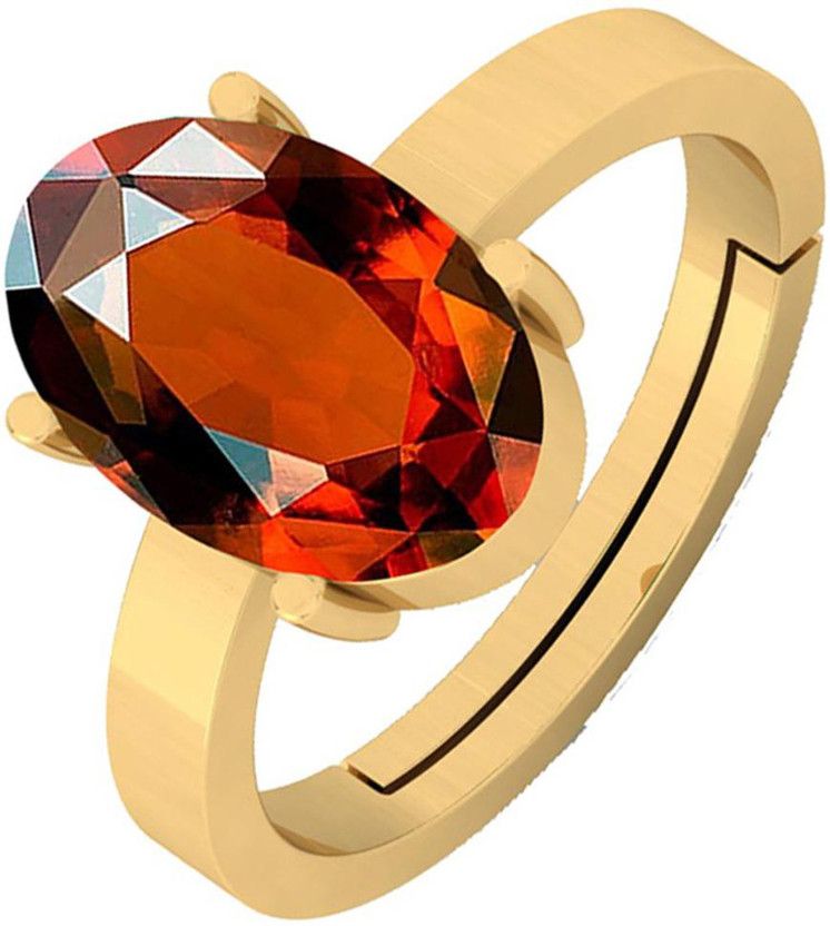 4.25 Ratti / 3.82 ct. Natural Hessonite Gomed Stone Panchdhatu Ring Brass Garnet Rhodium Plated Ring