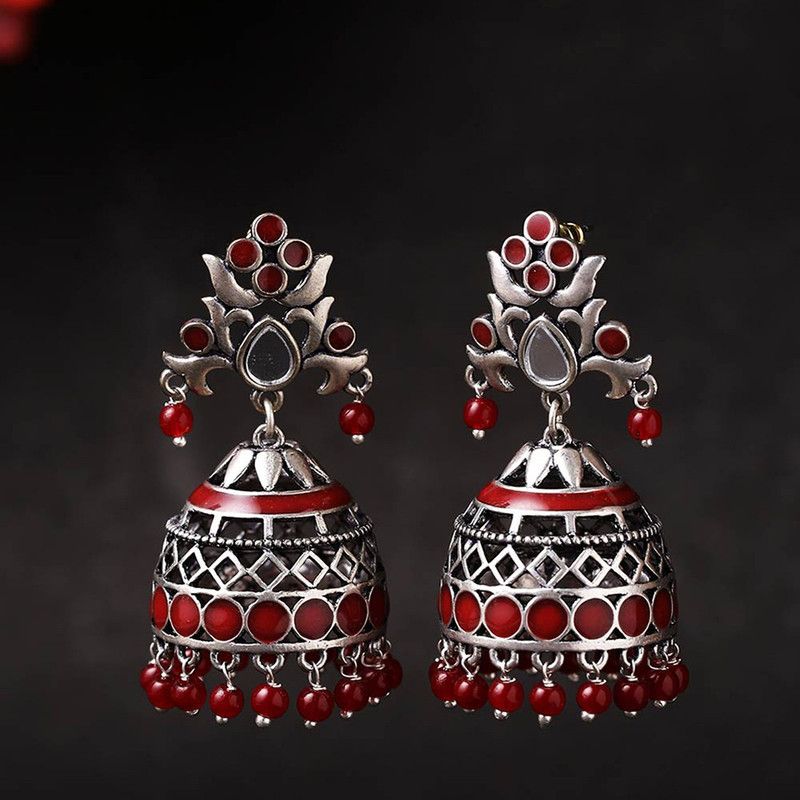 Rangabati Cutwork and Beads Earrings Pearl Brass Jhumki Earring