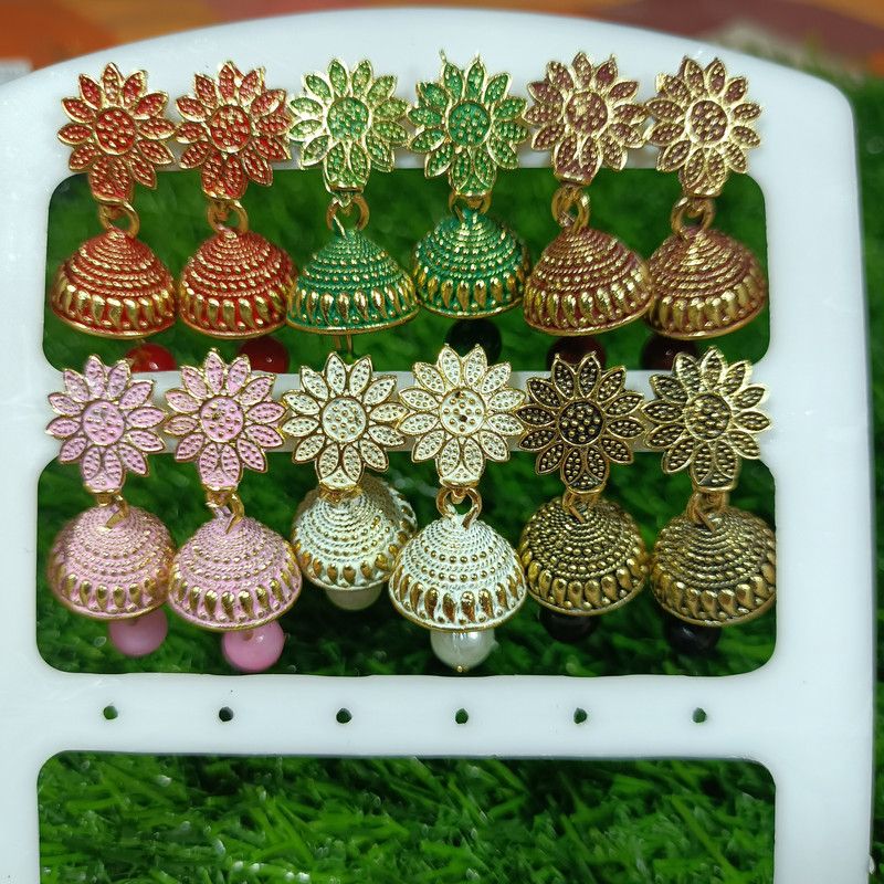 Styles Earrings For Girls and Women set of 6pairs Alloy Jhumki Earring
